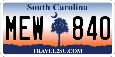 SC license plate MEW840