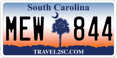 SC license plate MEW844