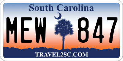 SC license plate MEW847