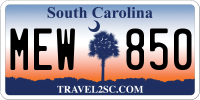 SC license plate MEW850