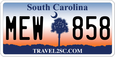 SC license plate MEW858