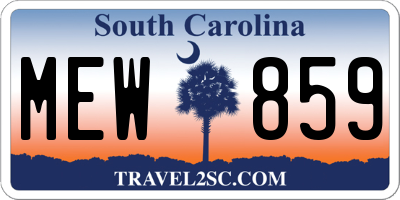 SC license plate MEW859