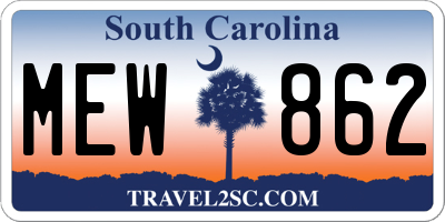 SC license plate MEW862