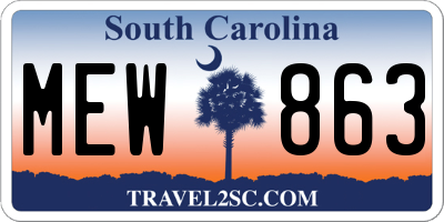 SC license plate MEW863