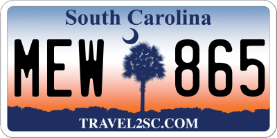 SC license plate MEW865