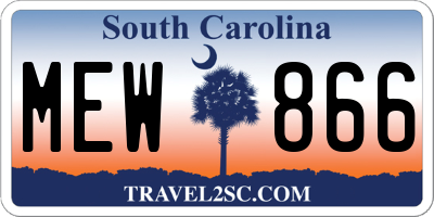 SC license plate MEW866
