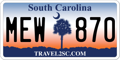 SC license plate MEW870