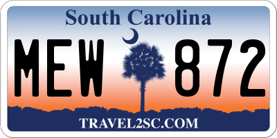 SC license plate MEW872