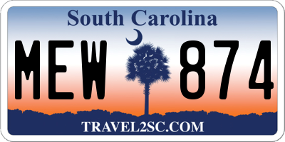 SC license plate MEW874