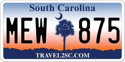 SC license plate MEW875