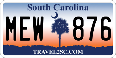 SC license plate MEW876