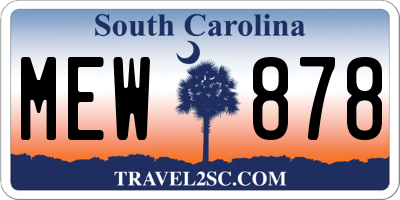 SC license plate MEW878