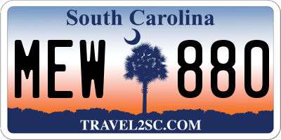 SC license plate MEW880