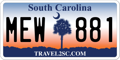 SC license plate MEW881
