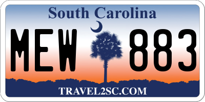SC license plate MEW883