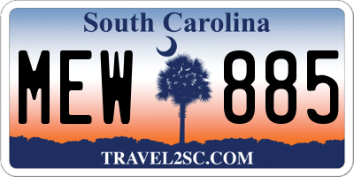 SC license plate MEW885