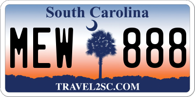 SC license plate MEW888