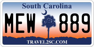 SC license plate MEW889