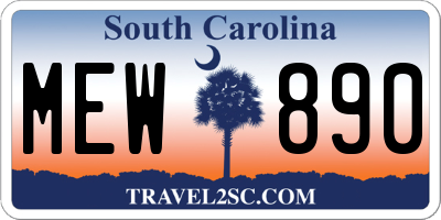 SC license plate MEW890