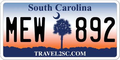 SC license plate MEW892