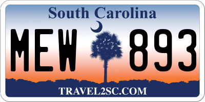 SC license plate MEW893