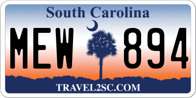 SC license plate MEW894