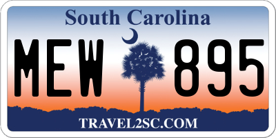 SC license plate MEW895