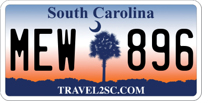 SC license plate MEW896