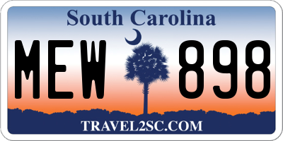 SC license plate MEW898