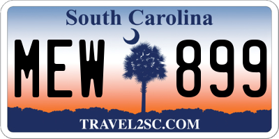 SC license plate MEW899