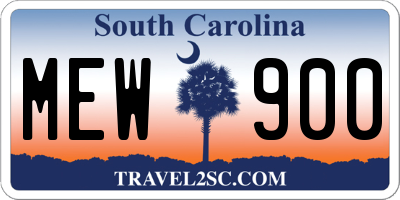 SC license plate MEW900