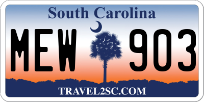 SC license plate MEW903