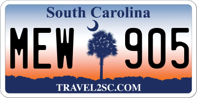 SC license plate MEW905
