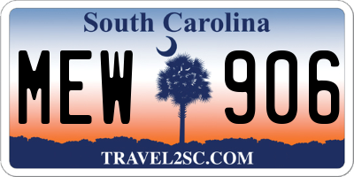 SC license plate MEW906