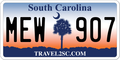 SC license plate MEW907