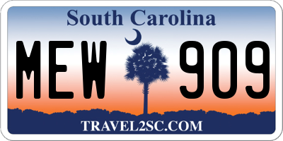 SC license plate MEW909
