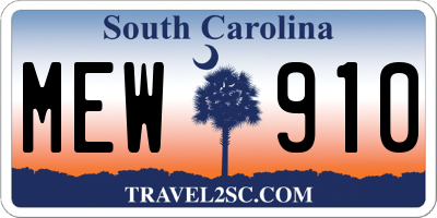 SC license plate MEW910
