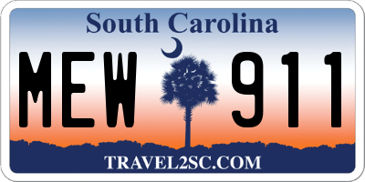 SC license plate MEW911