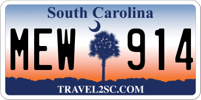 SC license plate MEW914