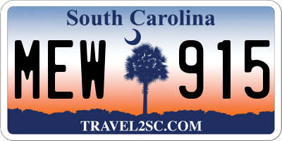 SC license plate MEW915