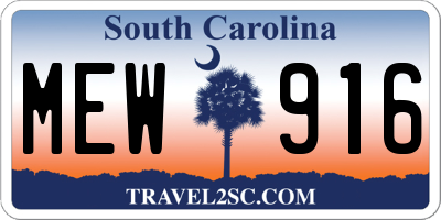 SC license plate MEW916