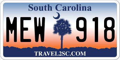 SC license plate MEW918