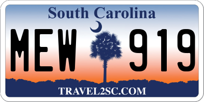 SC license plate MEW919