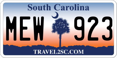 SC license plate MEW923