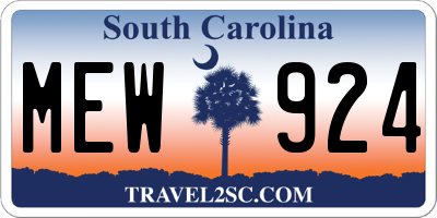 SC license plate MEW924
