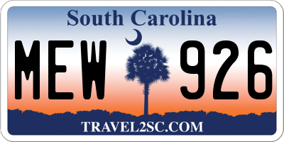 SC license plate MEW926
