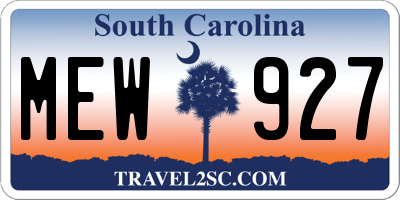 SC license plate MEW927