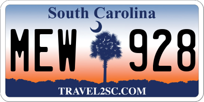 SC license plate MEW928