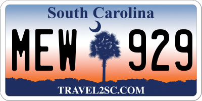 SC license plate MEW929