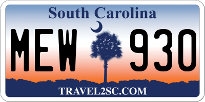 SC license plate MEW930